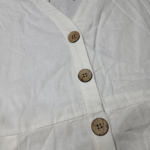 Velvet Heart NWT Calle white button linen blend dress size medium wedding beach - Picture 8 of 9